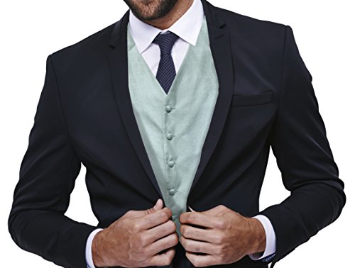 Remo Sartori - Chaleco de ceremonia de seda azul aguamarina, fabricado en Italia, talla 44/46, para hombre