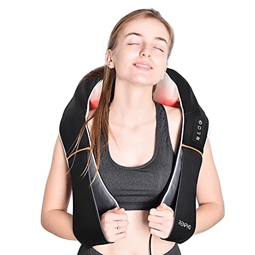 RENPHO Masajeador de Cuello y Hombros, Masajeador Cervical, Masajeador de Espalda con Calor, con 3D Rotación y Función de Calor, 3 Velocidades Shiatsu Eléctrico Alivia Los Músculos, Casa Oficina Coche