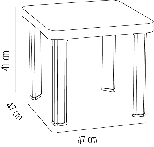 RESOL Andorra Mesa Auxiliar de Jardín 47x47x41 Cuadrada en Resina para Exterior en Terraza Balcón, Playa o Camping | Desmontable y Ligera con Filtro UV | Fácil Mantenimiento Color Blanco