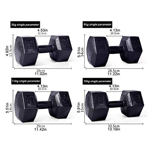 Respetuoso del medio ambiente PVC hexagonal con mancuernas de los hombres es de 5 kg / 6 kg / 7,5 kg / 10 kg pesa de gimnasia Equipo Home Fitness Adecuado for el pecho, pierna, brazo del entrenamiento