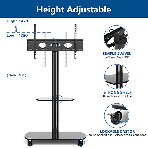 RFIVER Soporte TV con Ruedas de Suelo para Television de 32 a 65 Pulgadas TF8001