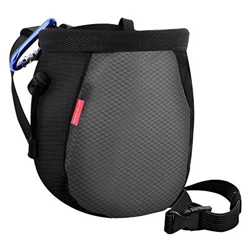 Rhino Valley Bolso de Tiza para Escalada, Bolsa de Magnesio Durable Impermeable sin Fugas con Correa de Cintura Ajustable Mosquetón Cremallera para Deporte Alpinismo Gimnasia Levantamiento de Pesa