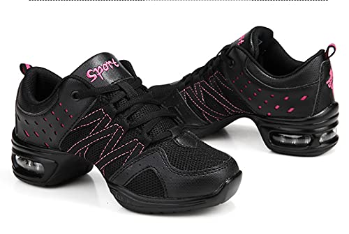 RHSMQ Zapatos De Baile para Mujer, Cuatro Temporadas Zapatos De Baile Adulto De Las Mujeres Transpirables, Suave Suela Aeróbica Malla Moderno De La Danza De Los Zapatos De Cojín De Aire(39, Black)