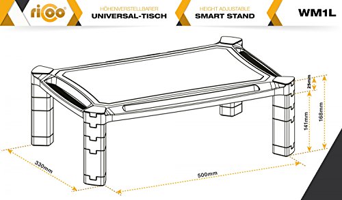 RICOO WM1-L Soporte Monitor PC Elevador Pantalla Ordenador Pedestal para Mesa Base de pie Modular Peana Escritorio Universal Ajustable Negro