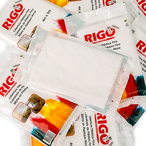 RIGO Plastico Cubretodo 4x5m (6 UNIDADES), Plastico Protector Para Cubrir Muebles y Suelos (20m3) - Evita Polvo, Suciedad, Pintura, Humedad, etc.