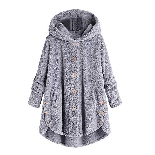 riou Mujer Sudadera con Capucha para Mujer tamaño Grande suéter para Mujer otoño e Invierno Camisa de Manga Larga Chaqueta Caliente botón de Felpa Descuento