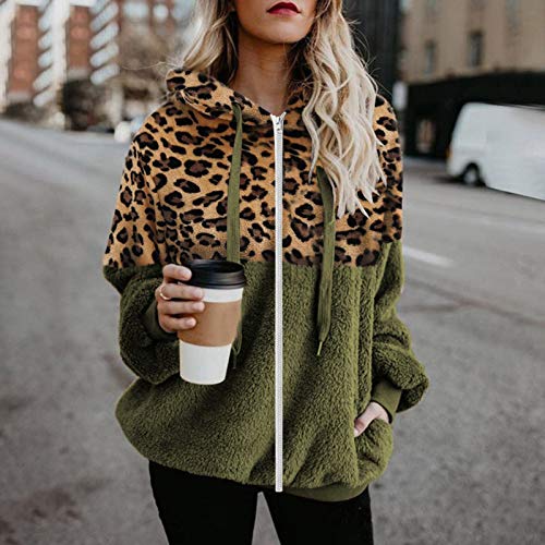 riou Mujeres Sudaderas con Capucha Manga Larga Suéter con Bolsillo Suelto Abrigo con Cremallera Blusa Cordón Tops Otoño Invierno Remata Suave y Confortable Pullover Cálido El nuevo