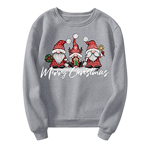 riou Sudaderas Mujer Baratas sin Capucha Otoño Invierno Navidad Lindo Patrón Sueter Anchas Original Sexy Adolescente Sweatshirt Suave y Cálida Top Shirt Blusas