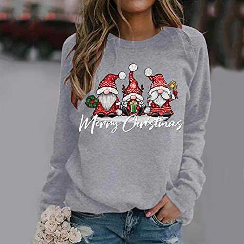 riou Sudaderas Mujer Baratas sin Capucha Otoño Invierno Navidad Lindo Patrón Sueter Anchas Original Sexy Adolescente Sweatshirt Suave y Cálida Top Shirt Blusas