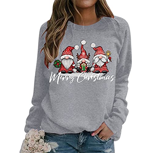 riou Sudaderas Mujer Baratas sin Capucha Otoño Invierno Navidad Lindo Patrón Sueter Anchas Original Sexy Adolescente Sweatshirt Suave y Cálida Top Shirt Blusas