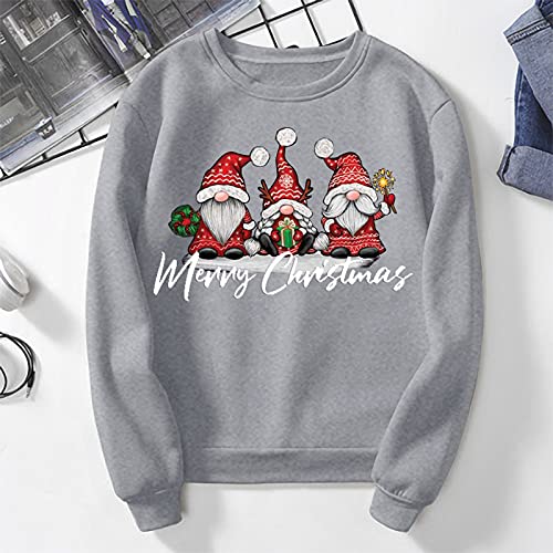 riou Sudaderas Mujer Baratas sin Capucha Otoño Invierno Navidad Lindo Patrón Sueter Anchas Original Sexy Adolescente Sweatshirt Suave y Cálida Top Shirt Blusas