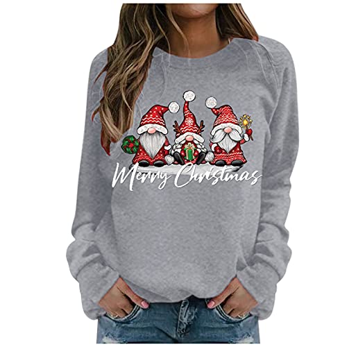 riou Sudaderas Mujer Baratas sin Capucha Otoño Invierno Navidad Lindo Patrón Sueter Anchas Original Sexy Adolescente Sweatshirt Suave y Cálida Top Shirt Blusas