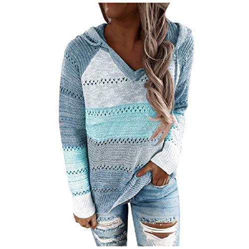 riou Sudaderas Mujer con Capucha Jersey Sweatshirt Talla Grande Suéter Cardigan Manga Larga Otoño Invierno Hoodie Tejido de Punto Tops Pullover S-5XL