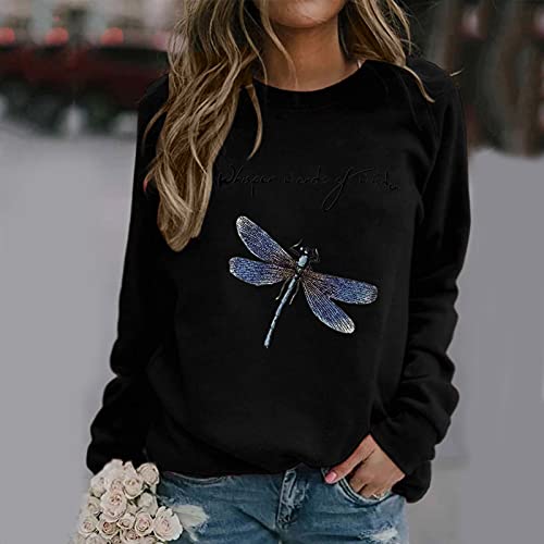 riou Sudaderas Mujer sin Capucha Deporte Otoño Invierno Navidad Lindo Patrón 2022 Largas Fitness Original Sexy Cuello Redondo Deporte Casual Top Shirt Blusas