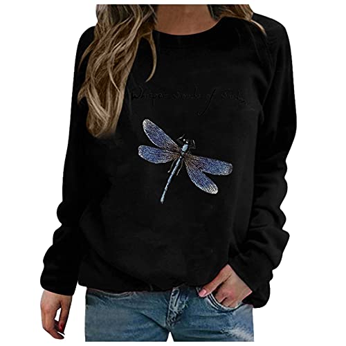 riou Sudaderas Mujer sin Capucha Deporte Otoño Invierno Navidad Lindo Patrón 2022 Largas Fitness Original Sexy Cuello Redondo Deporte Casual Top Shirt Blusas