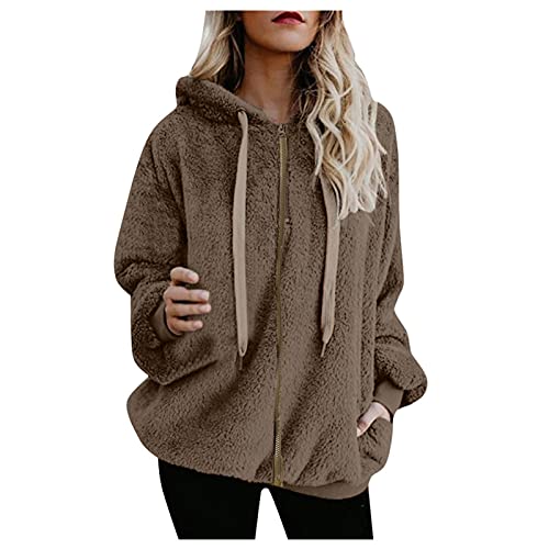 riou Sudaderas Mujercon Capucha Baratas Otoño Invierno Chaqueta Jersey Felpa Hoodie Suelto Color Sólido Suéter Suave y Confortable Pullover Manga Larga Abrigo Cálido Talla Grande 2021