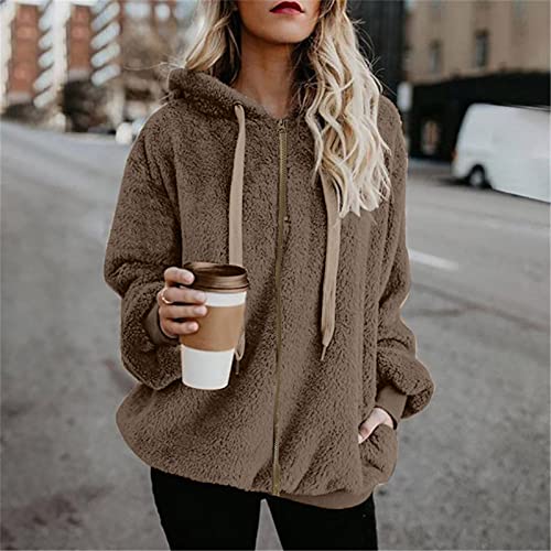 riou Sudaderas Mujercon Capucha Baratas Otoño Invierno Chaqueta Jersey Felpa Hoodie Suelto Color Sólido Suéter Suave y Confortable Pullover Manga Larga Abrigo Cálido Talla Grande 2021