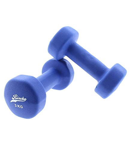 Riscko Juego 2 Mancuernas Azules de Neopreno de 3 kg