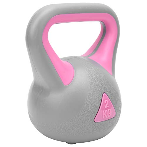 RiToEasysports Kettlebell de Entrenamiento con Pesas Rusas de 2 kg para Levantamiento de Pesas, Entrenamiento básico para Mujeres y Hombres(Rosa Gris)