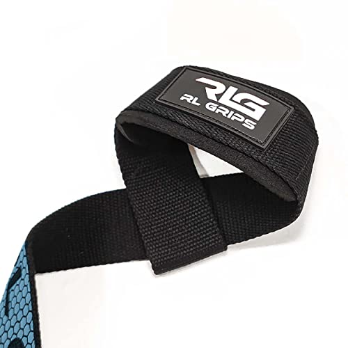 RL Grips™ Classic Straps C1, correas de levantamiento de pesas, straps powerlifting, correas de agarre, correas para peso muerto, straps de entrenamiento (AZUL)