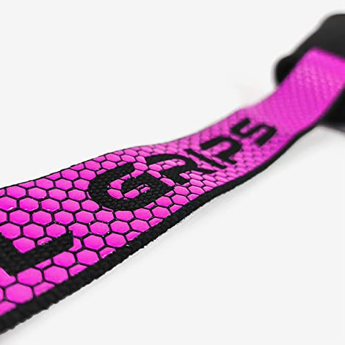 RL Grips™ Wrist Straps W2, correas de levantamiento de pesas con muñequera, straps powerlifting, correas de agarre, correas para peso muerto, straps de entrenamiento (ROSA)