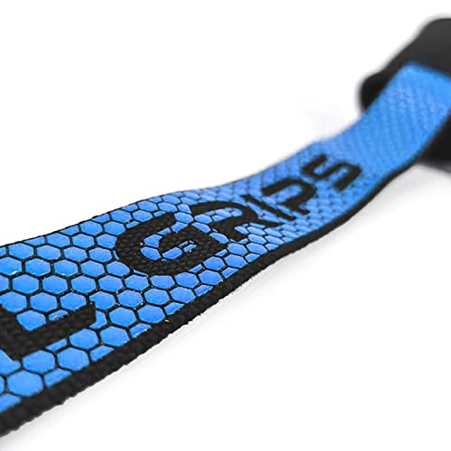 RL Grips™ Wrist Straps W2, correas de levantamiento de pesas con muñequera, straps powerlifting, correas de agarre, correas para peso muerto, straps de entrenamiento (AZUL)