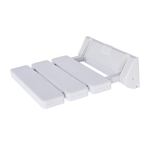 RMAN® Asiento de ducha abatible Asiento de ducha plegable montado en la pared plegable asiento de ducha baño movilidad hasta 130 kg, color blanco