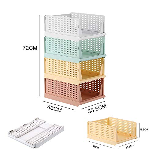 RMAN® organizadores apilables de plástico para armario cesta para estanterías cajas organizadoras perfecto para dormitorio y cocina caja de almacenamiento plegable para cajone