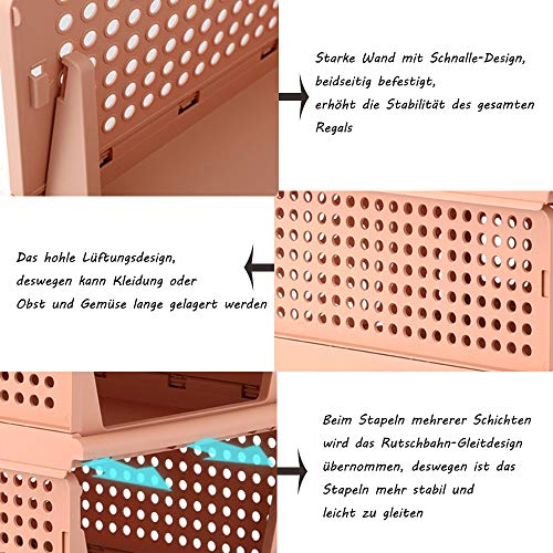 RMAN® organizadores apilables de plástico para armario cesta para estanterías cajas organizadoras perfecto para dormitorio y cocina caja de almacenamiento plegable para cajone