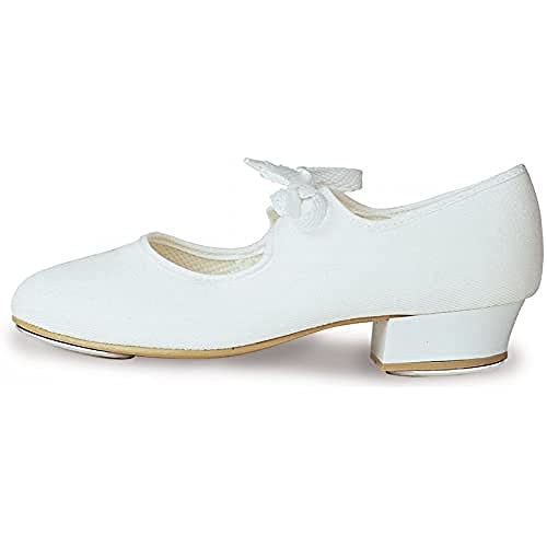 Roch Valley LHC - Zapatos de claqué de tela (tacón bajo) blanco blanco Talla:6 UK infant / 23 EU