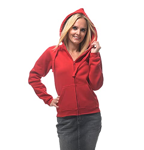 ROCK-IT Apparel® Chaqueta de Mujer con Capucha - Sudadera con Capucha y Cremallera - Sudadera de Trabajo - Talla XS-XL Suave - Rojo XS