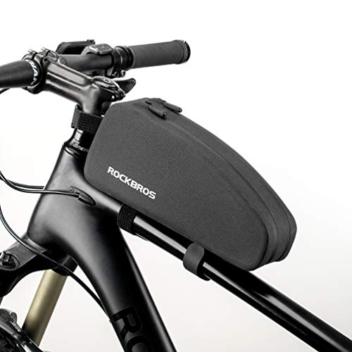 ROCKBROS Bolsa Manillar de Bicicleta MTB, Bolsa de Cuadro Tubo Superior Impermeable Grande para Bicicleta Montaña Carretera, Negro