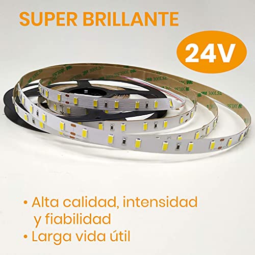 ROLLO de 5 metros de Tira de led 18w/metro a 24v. IP20. Color Blanco Frio (6500K). 4800 lumenes. Cinta strip profesional 60 led/m.