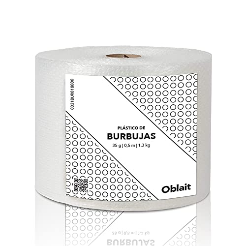 Rollo de plástico de burbujas de 50 cm de ancho y 100 metros de longitud. Papel burbuja Ideal para embalaje, mudanzas, cajas.