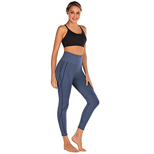 Ropa De Fitness Yoga Fitness Pantalones Deportes Melocotón Caderas Medias Líneas Elásticas Dinámicas Altas @ Azul_S