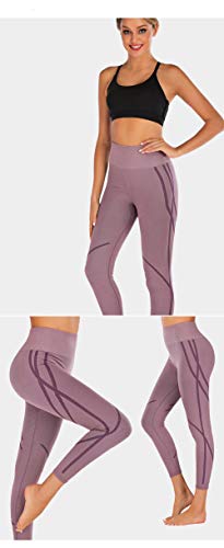 Ropa De Running Yoga Fitness Pantalones Deportes Melocotón Caderas Medias Líneas Elásticas Dinámicas Altas @ Púrpura_Xl