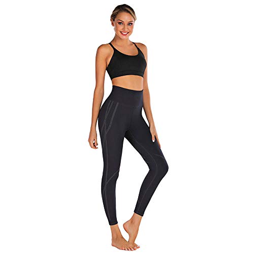 Ropa De Yoga Yoga Fitness Pantalones Deportes Melocotón Caderas Medias Líneas Elásticas Dinámicas Altas @ Negro_Xl