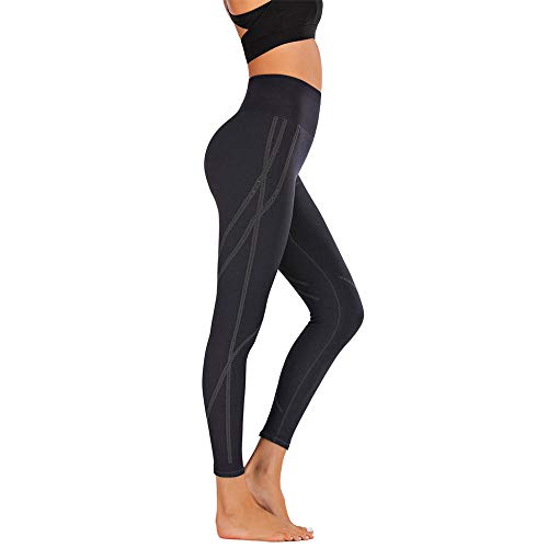 Ropa De Yoga Yoga Fitness Pantalones Deportes Melocotón Caderas Medias Líneas Elásticas Dinámicas Altas @ Negro_Xl