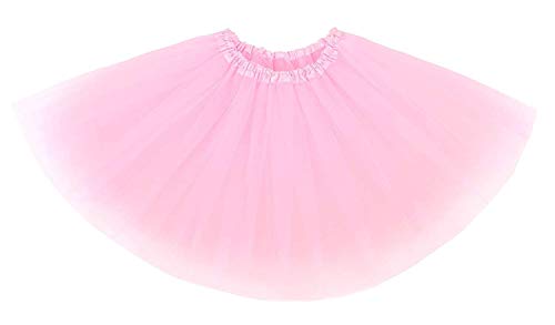 Ruiuzioong Falda de tutú para adolescentes para adultos, clásica, elástica de 4 capas, tutú de tul para fiestas de vestir, baile de ballet (rosa)