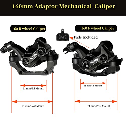 RUJOI Kit de freno de disco, calibrador delantero y trasero de aluminio, rotor de 160 mm