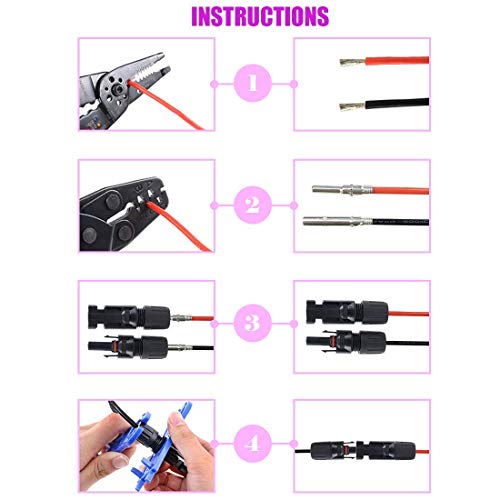 RUNCCI-YUN 6 Pares Conectores Solares,Macho Hembra Conectores, Impermeable de Anillo de Sello, para Accesorios de Cable PV solar panel Conector+ Spanner