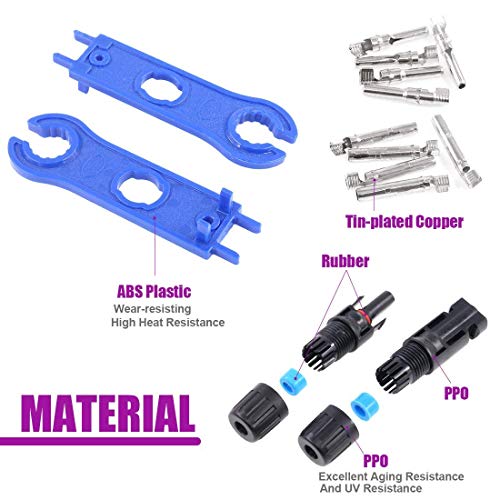 RUNCCI-YUN 6 Pares Conectores Solares,Macho Hembra Conectores, Impermeable de Anillo de Sello, para Accesorios de Cable PV solar panel Conector+ Spanner