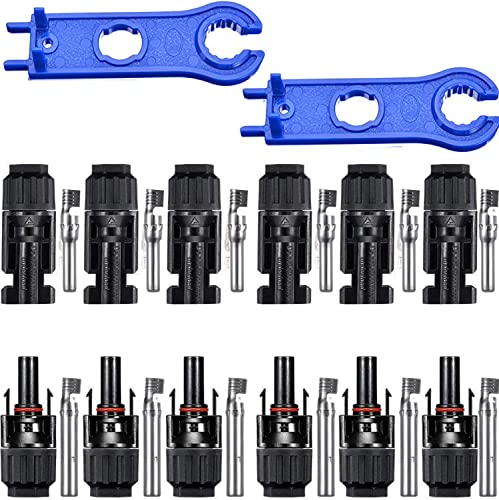 RUNCCI-YUN 6 Pares Conectores Solares,Macho Hembra Conectores, Impermeable de Anillo de Sello, para Accesorios de Cable PV solar panel Conector+ Spanner