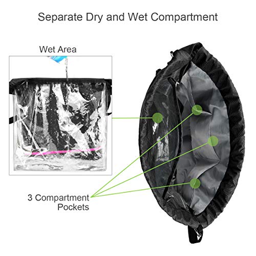 Ryaco Mochila de Cuerda Unisex, Saco de Gimnasia para Deporte Gimnasio Yoga Nadar (Negro & Rosa)