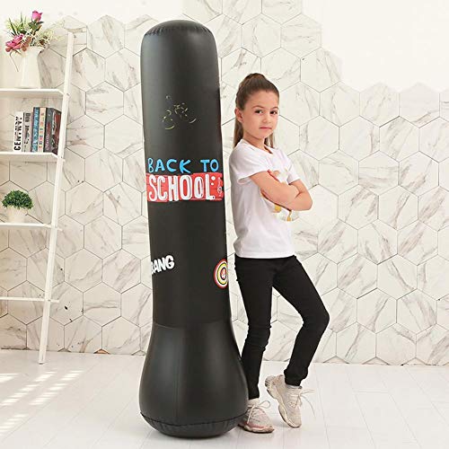 Saco de Arena de Boxeo, Engrosamiento, Saco de Boxeo Inflable, Entrenamiento de Boxeo, Vaso Independiente, liberación de estrés para Adultos, niños(Black 1.5M)