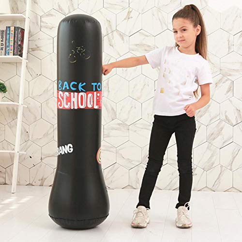 Saco de Arena de Boxeo, Engrosamiento, Saco de Boxeo Inflable, Entrenamiento de Boxeo, Vaso Independiente, liberación de estrés para Adultos, niños(Black 1.5M)