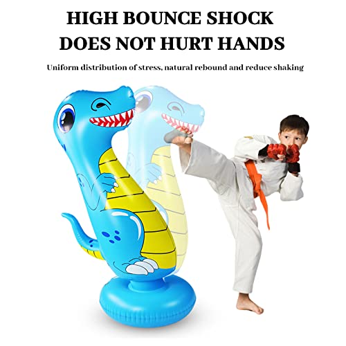 Saco de boxeo inflable para niños, LncBoc 120cm Saco de Boxeo Hinchable de Pie, PVC Fitness Boxeo Inflable Saco de Arena Columna Tumbler Saco de Arena para Niños