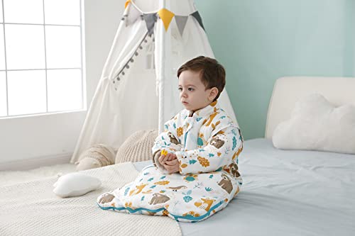 Saco de Dormir para bebé de Invierno para niños, 3,5 TOG, algodón orgánico, Diferentes tamaños, Desde el Nacimiento hasta los 4 años (Animal, 75-90cm / 6-18 Meses)