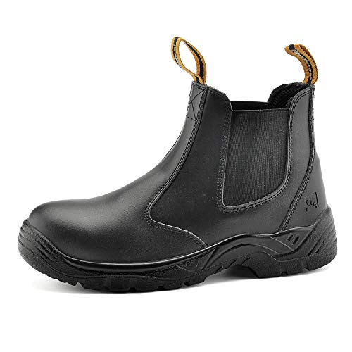 SAFETOE Botas de Seguridad Hombre Trabajo CE S3-8025 Botas de Trabajo con Punta de Acero Impermeables (Talla 40, Negro)