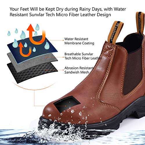 Safetoe Zapatos de Seguridad para Hombres y Mujeres, M-8025 S3 Botas de Seguridad para Hombres con Cuero Impermeable, Puntera de Material, Calzado Ligero con Punta de Acero, Pantuflas Talla EU 41